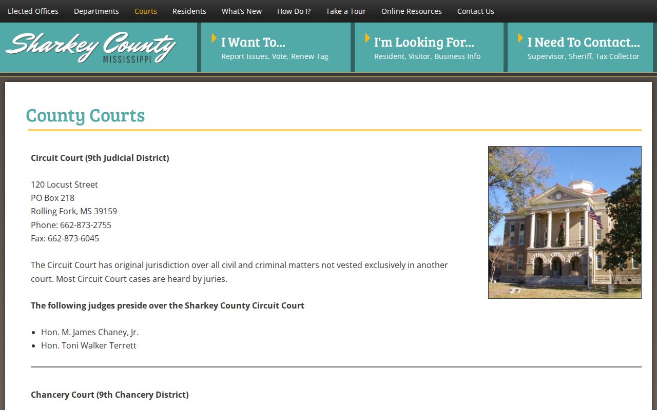 Sharkey County booking record source on the Sheriff’s Office page